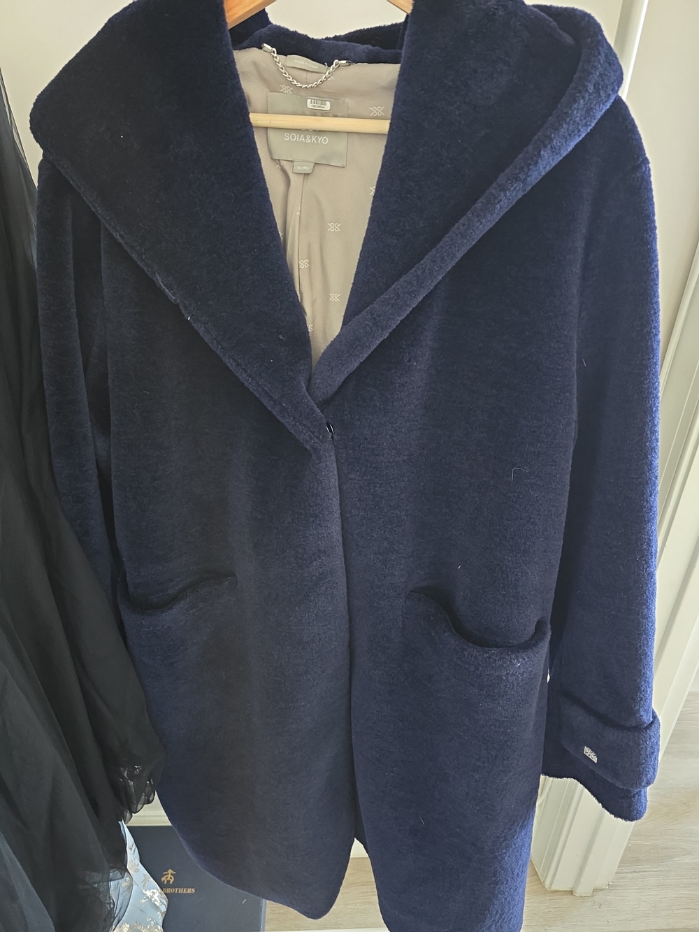 Soia & Kyo Dark Navy Plush Hooded Teddy Coat
